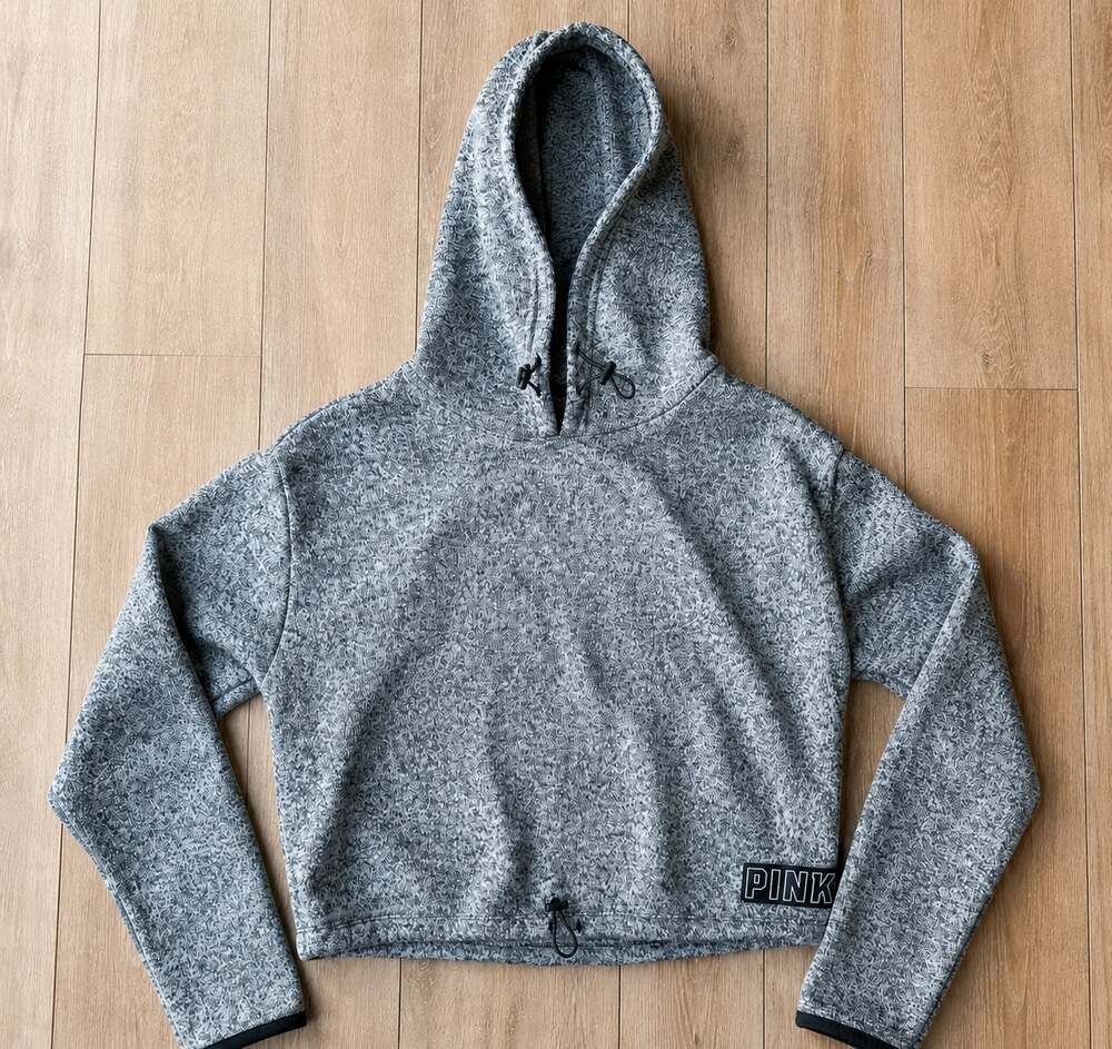 Victoria's Secret Pink Hoodie Sweater Knit Crop Pullover Hooded Sweatshirt New